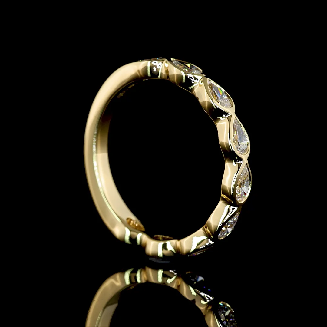 0.87 Cts 14k Yellow Gold Pear Shape 3/4 Band Eternity Band - Image 2