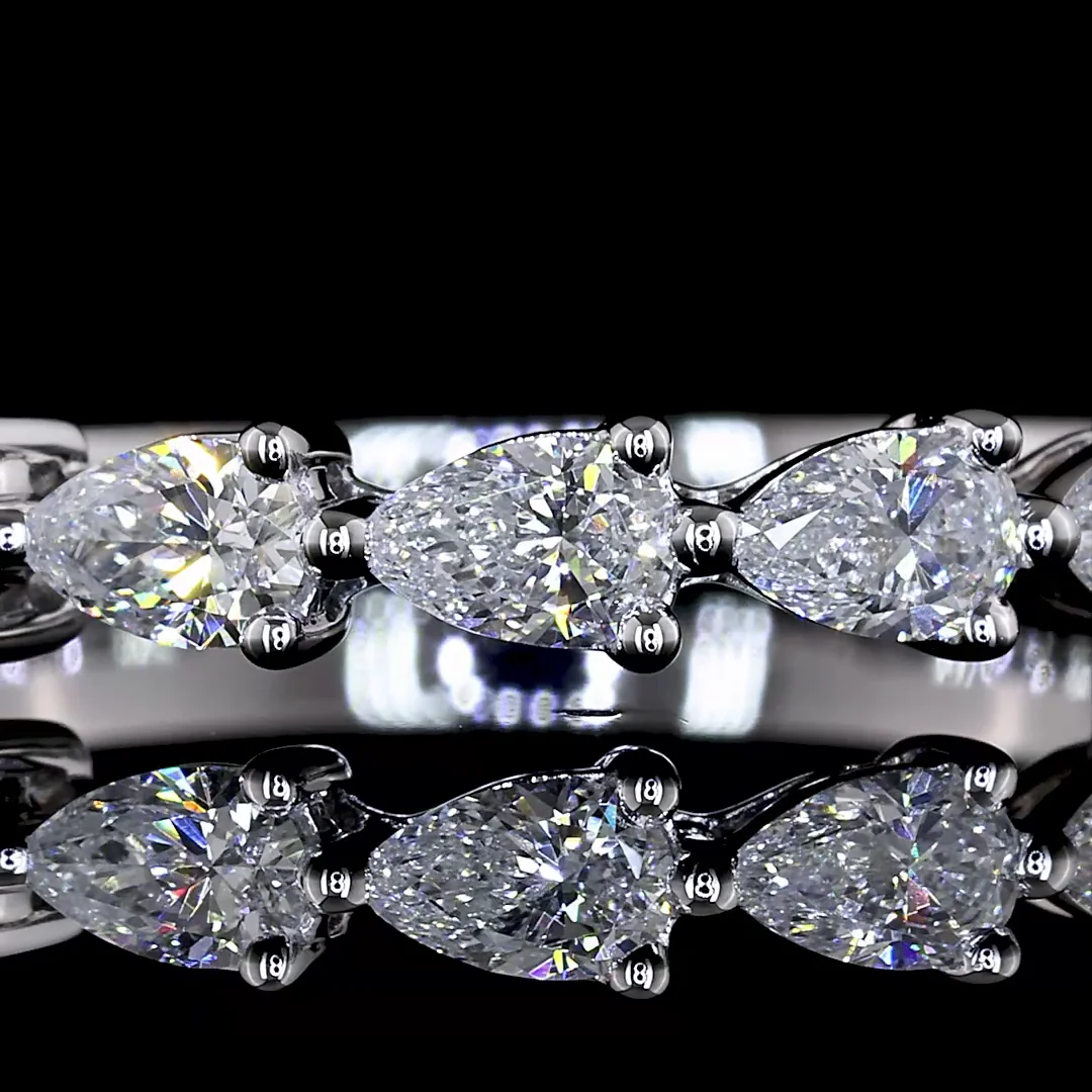 0.83 Cts 14k White Gold Pear Shape Half Eternity Eternity Band - Image 3