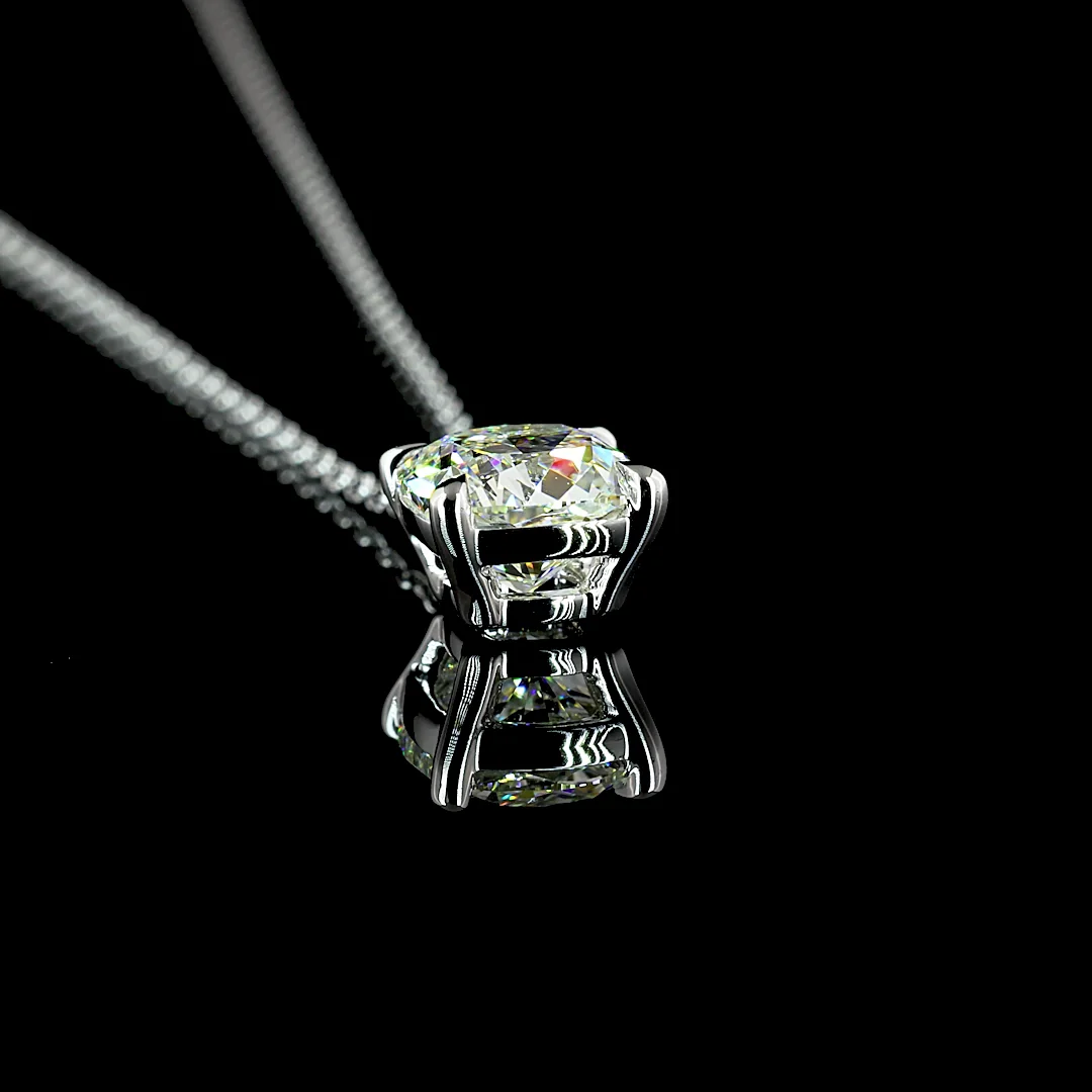 1.54 Cts 14k White Gold Square Cushion Brilliant Shape Solitaire Pendant - Image 2