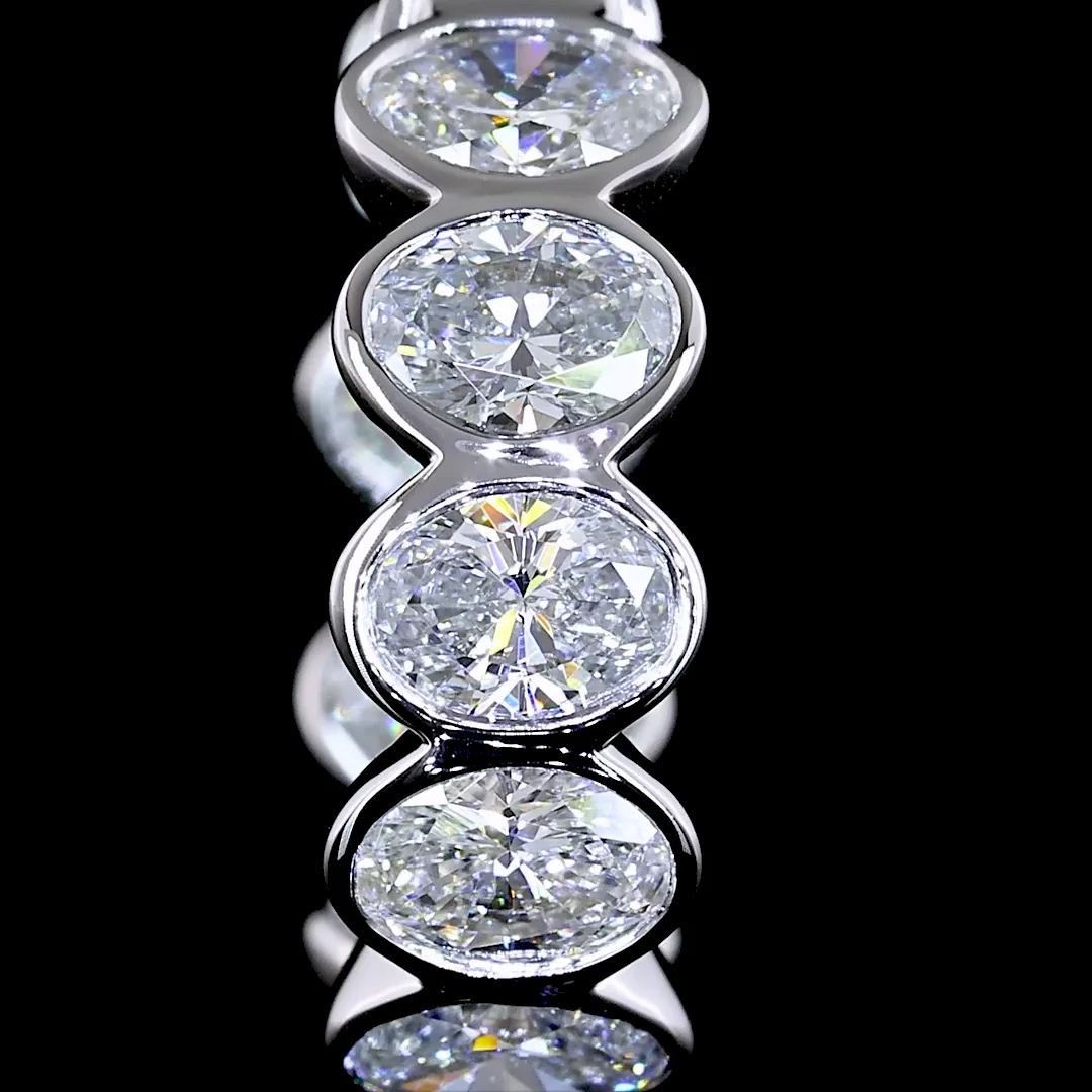 1.93 Cts 14k White Gold Oval Shape Huggies Earring - Image 2