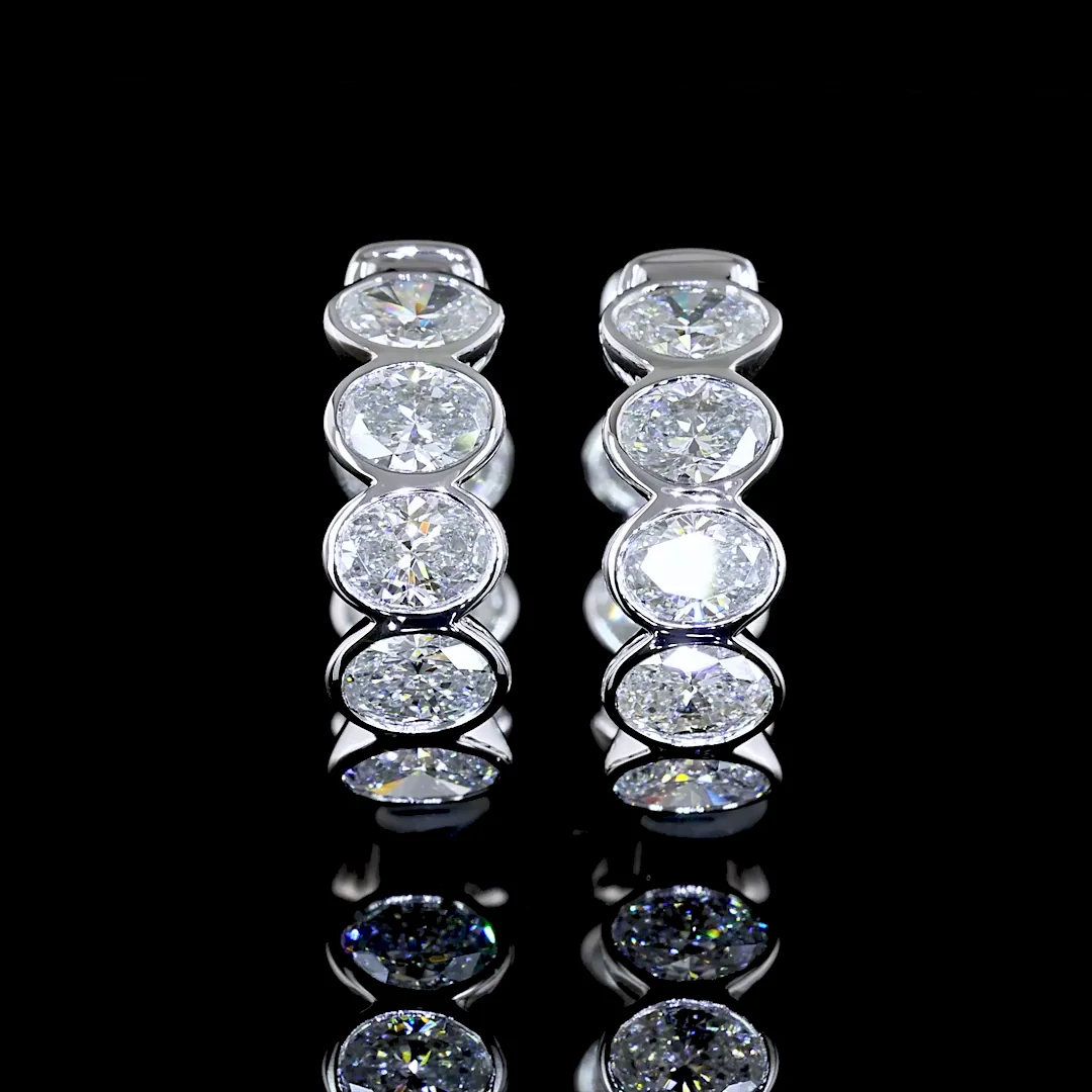 1.93 Cts 14k White Gold Oval Shape Huggies Earring - Image 3