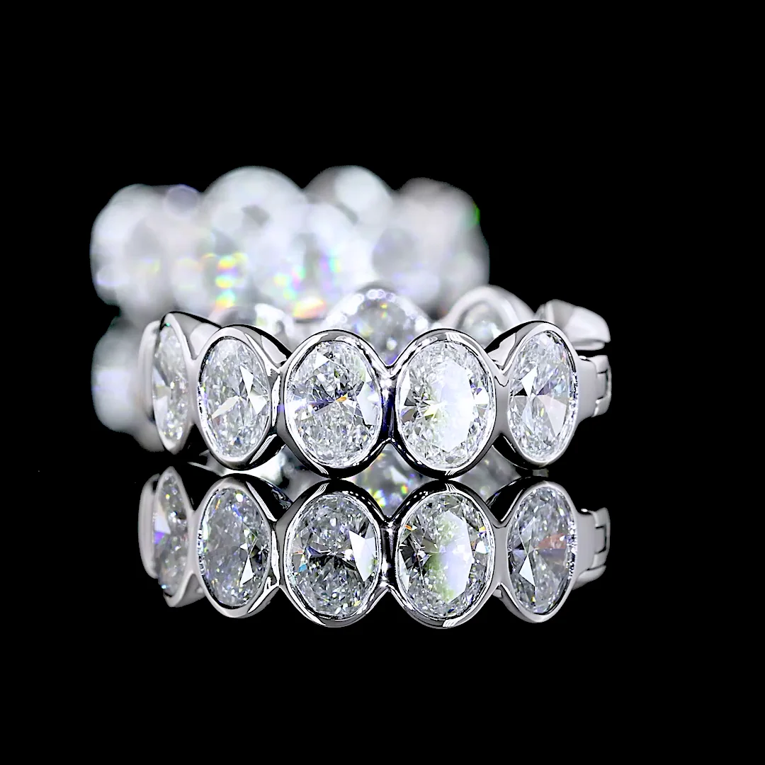 1.93 Cts 14k White Gold Oval Shape Huggies Earring - Image 4