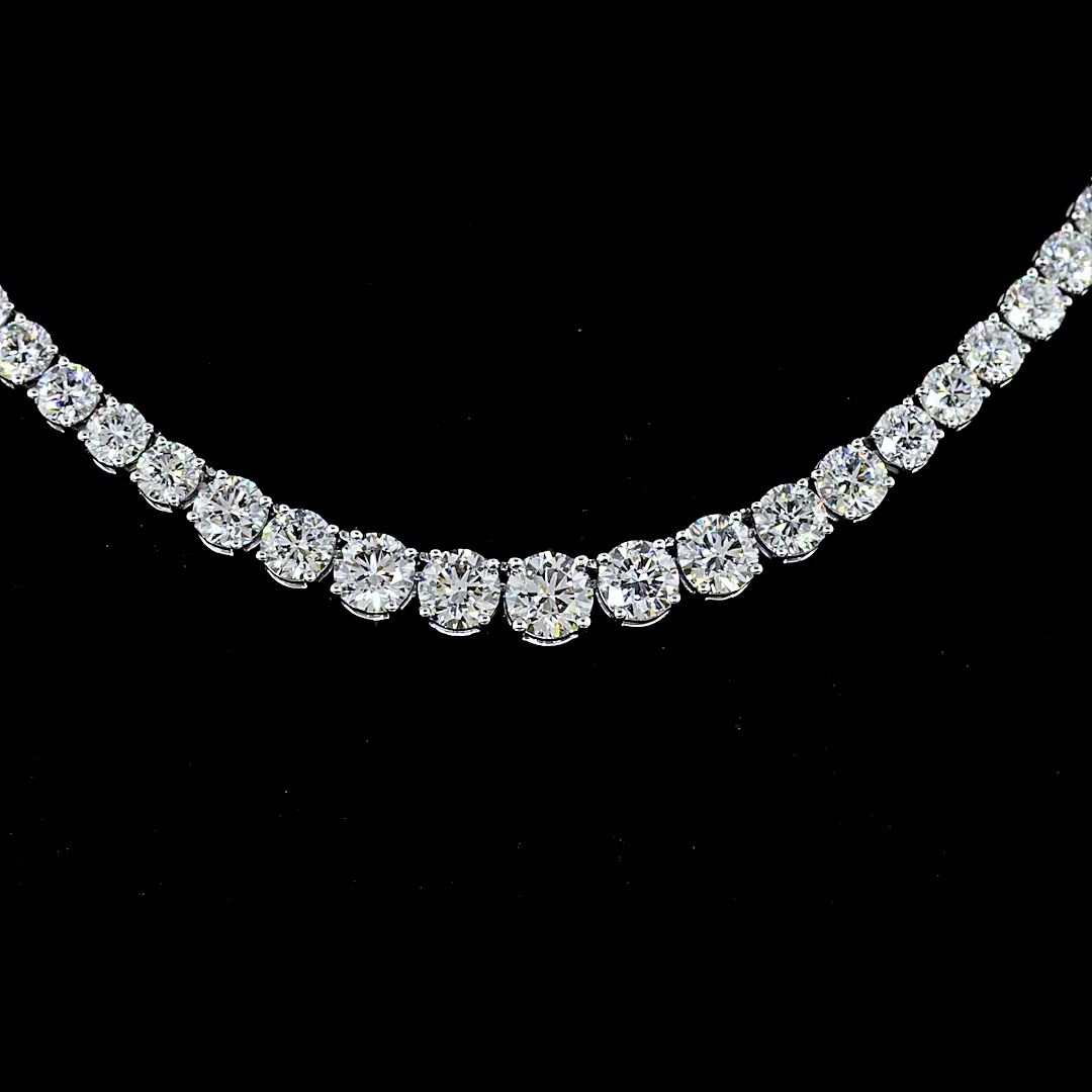 14.26 Cts 14k White Gold Round Shape Riviera Necklace - Image 3