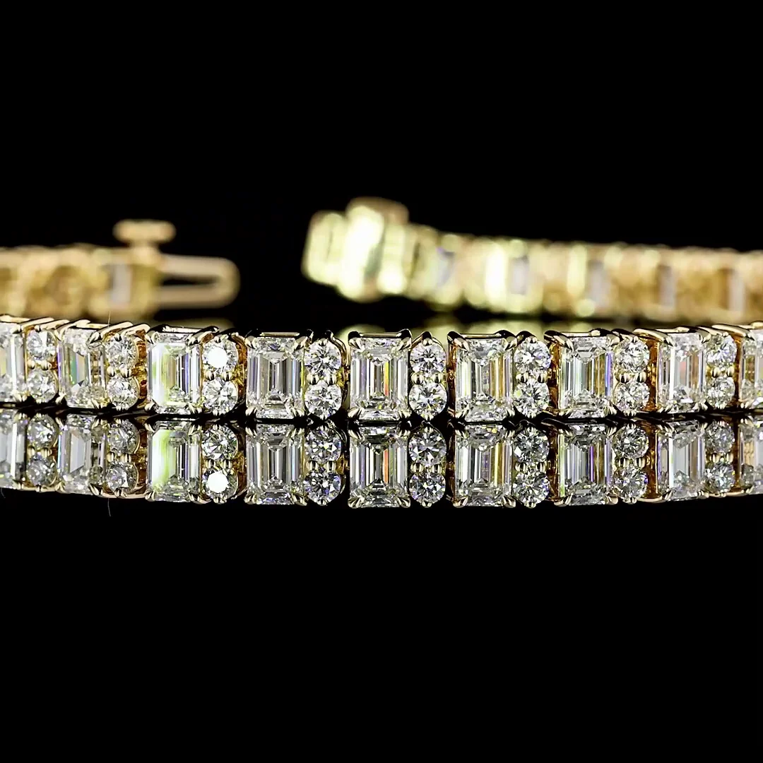 8.9 Cts 14k Yellow Gold Mix Shape Tennis Bracelet - Image 2
