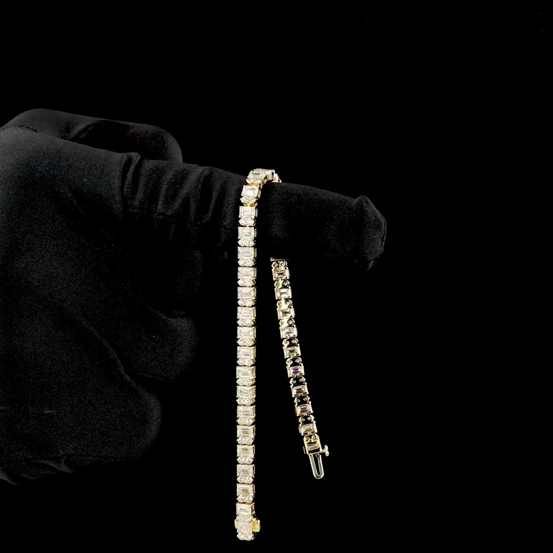 8.9 Cts 14k Yellow Gold Mix Shape Tennis Bracelet - Image 3