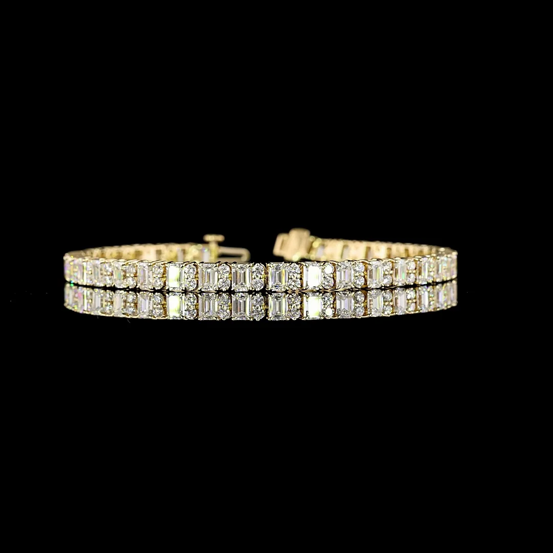 8.9 Cts 14k Yellow Gold Mix Shape Tennis Bracelet - Video