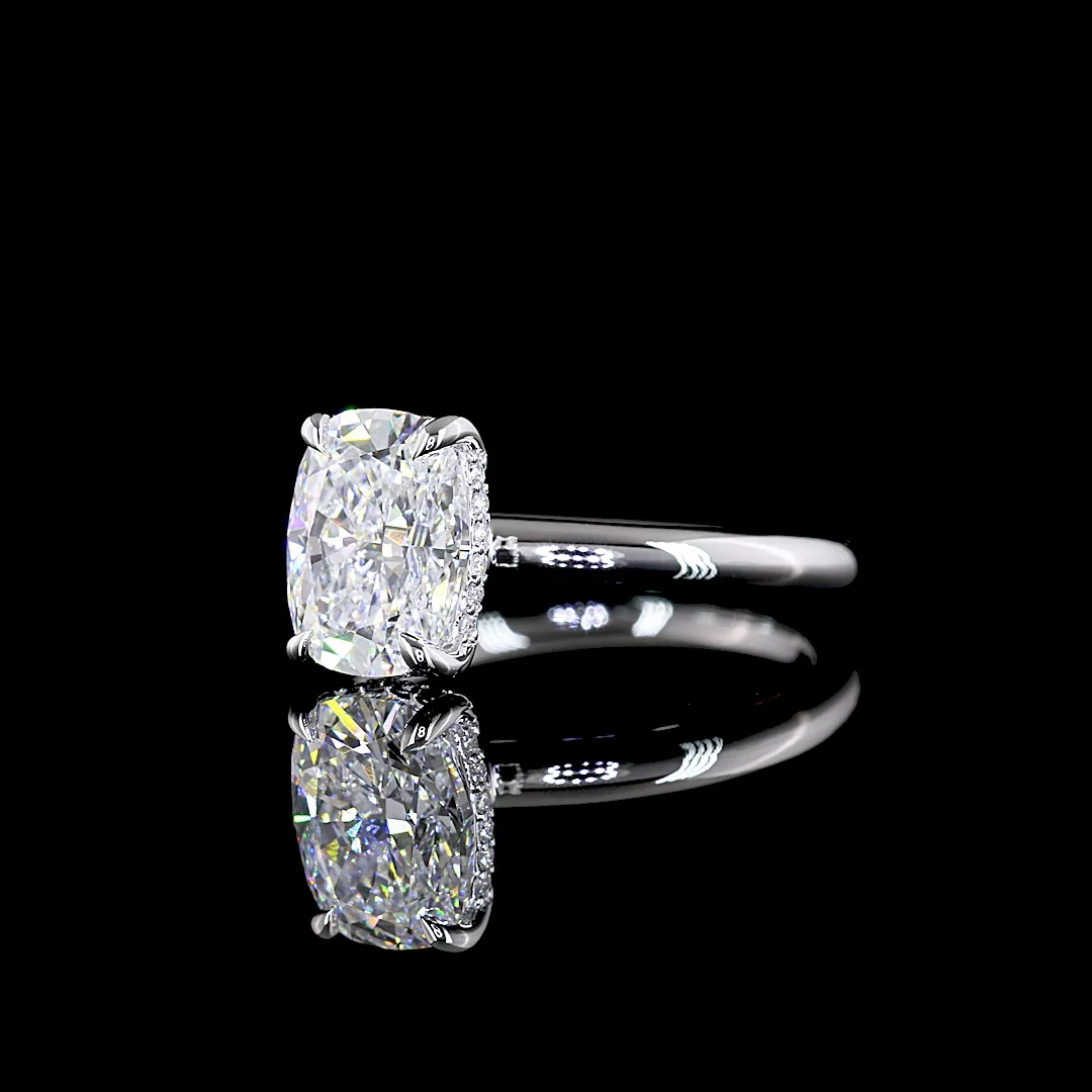 2.16 Cts 14k White Gold Cushion Brilliant Shape Hidden Halo Ring - Image 2