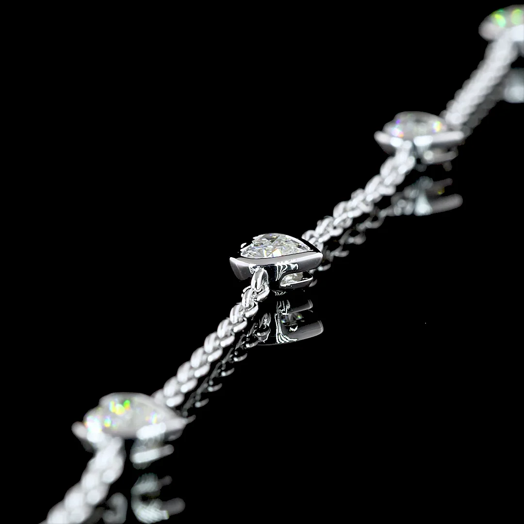 3.15 Cts 14k White Gold Heart Shape Station Necklace - Image 4