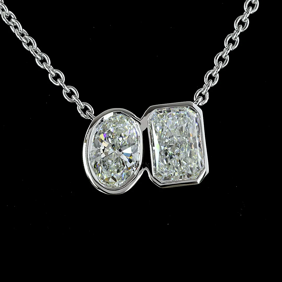 2.26 Cts 14k White Gold Mix Shape Pendant Pendant - Image 3