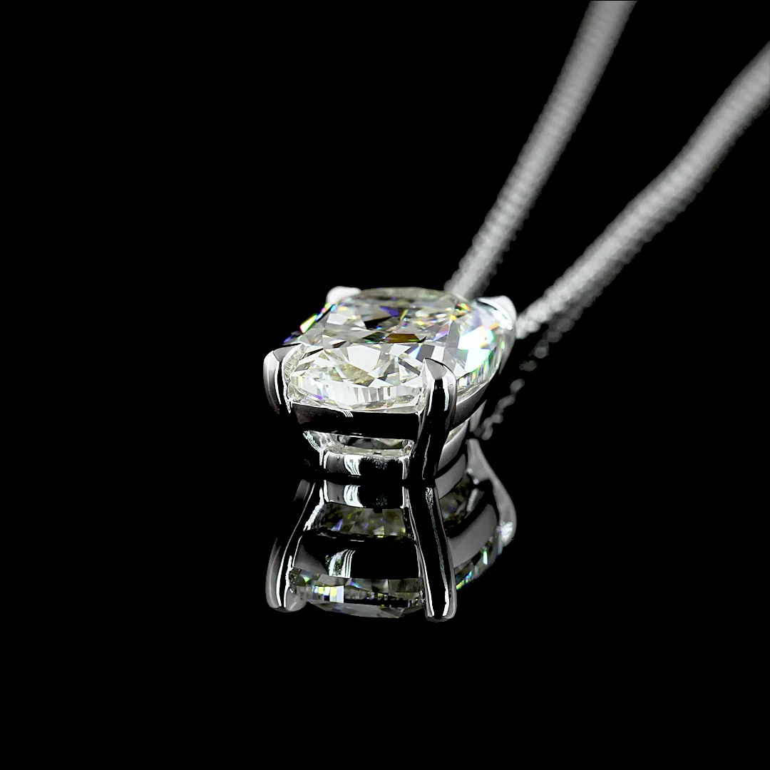 3 Cts 14k White Gold Cushion Brilliant Shape Solitaire Pendant - Image 4