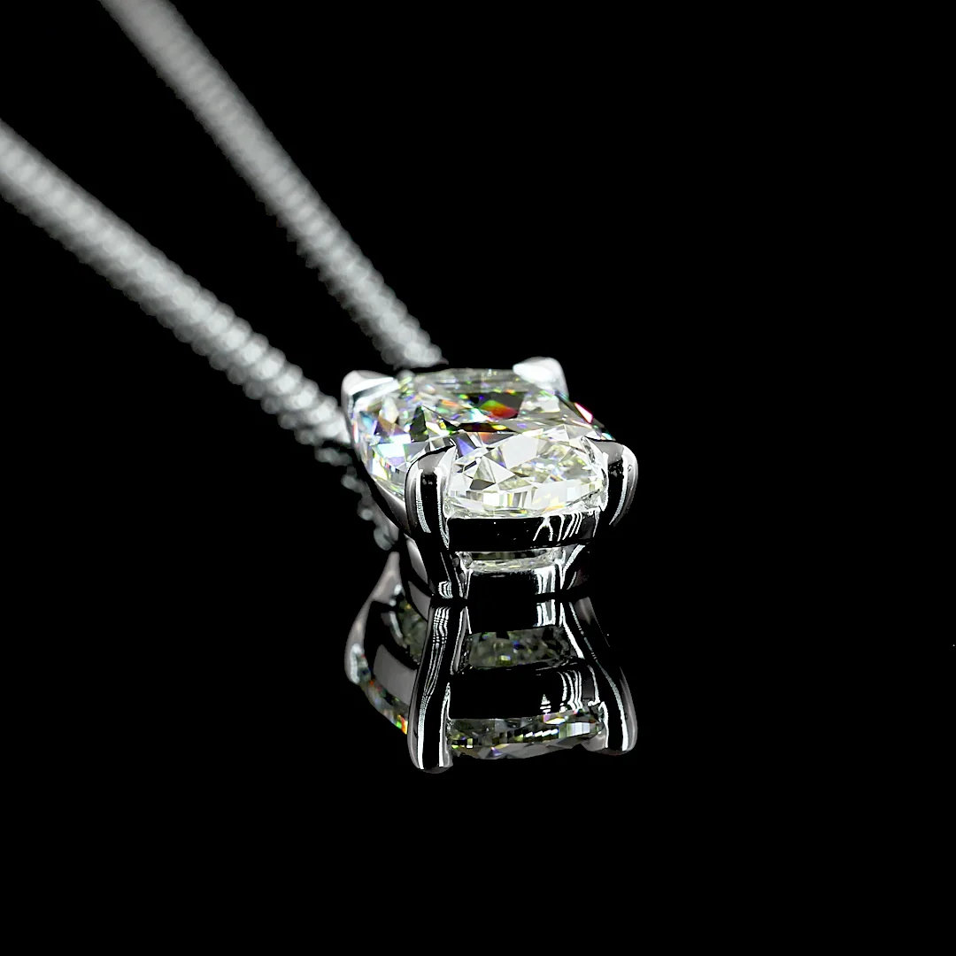 2.79 Cts 14k White Gold Cushion Brilliant Shape Solitaire Pendant - Image 2