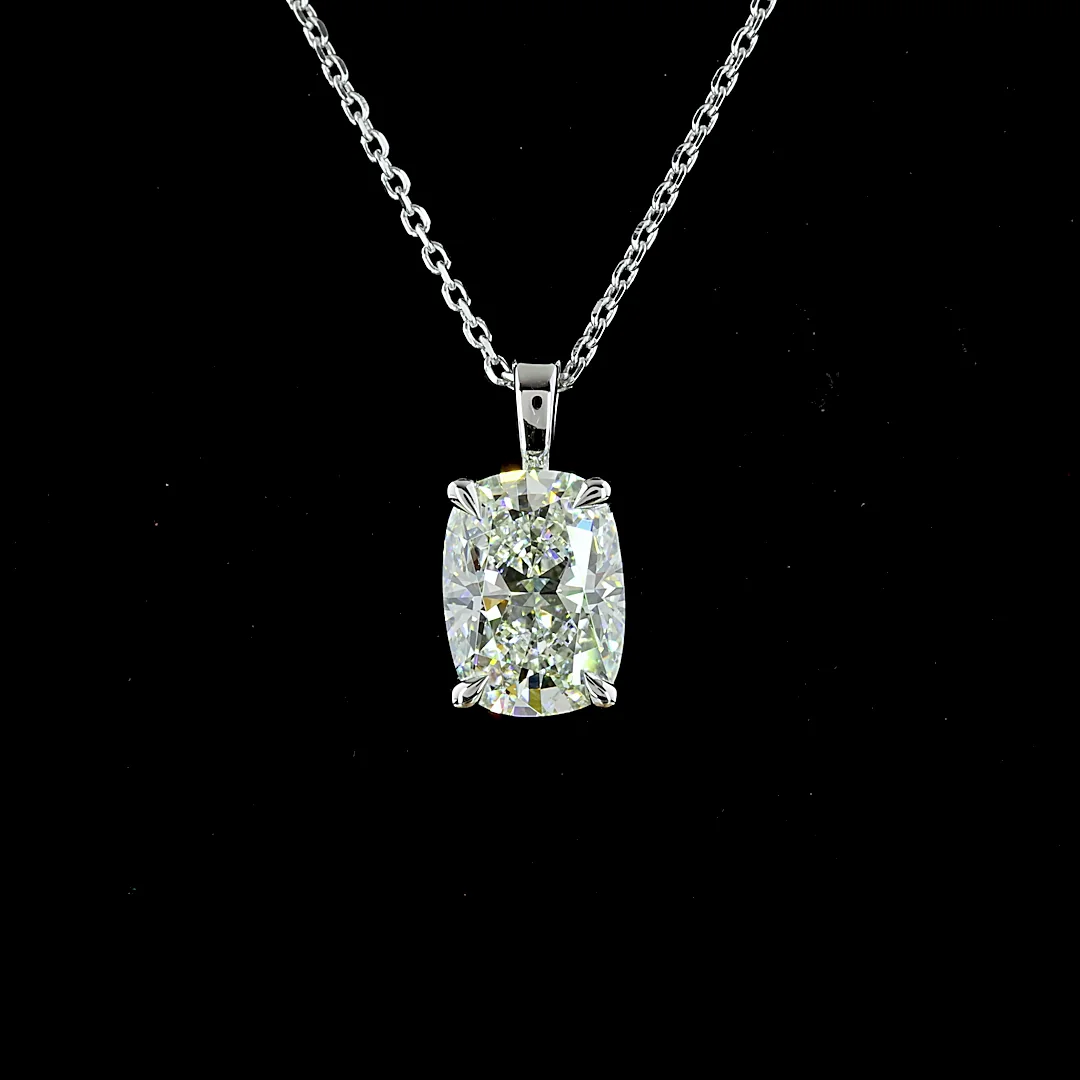 2.79 Cts 14k White Gold Cushion Brilliant Shape Solitaire Pendant - Image 3