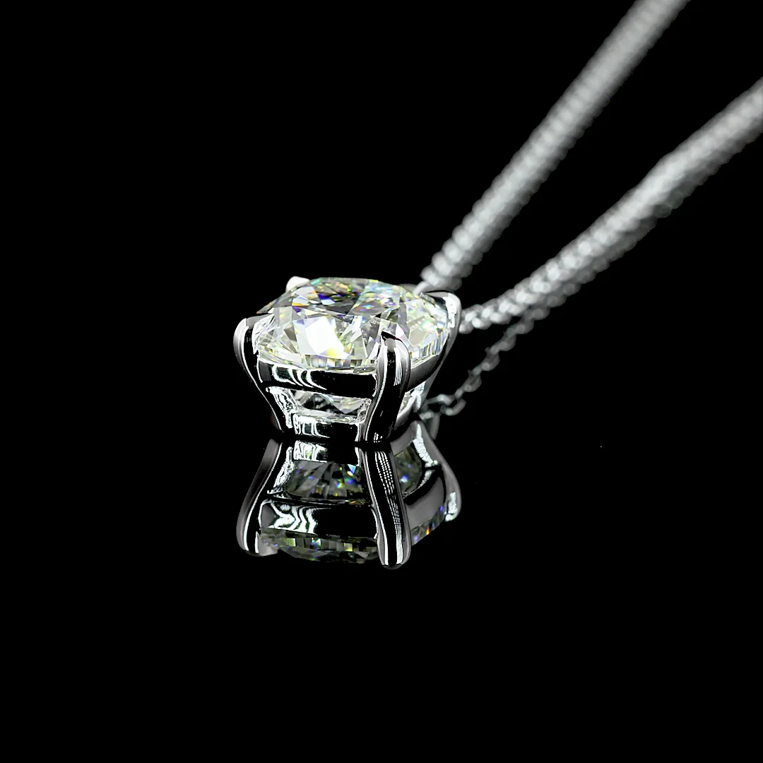 1.51 Cts 14k White Gold Square Cushion Brilliant Shape Solitaire Pendant - Image 4