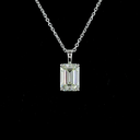 1.65 Cts 14k White Gold Emerald Shape Solitaire Pendant - Image 3
