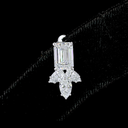 2.96 Cts 14k White Gold Emerald Shape Hanging Earring - Image 4