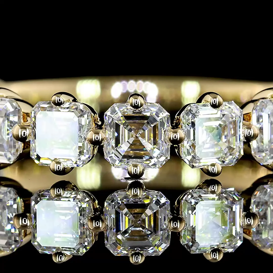 1.97 Cts 14k Yellow Gold Asscher Shape 3/4 Band Eternity Band - Image 3