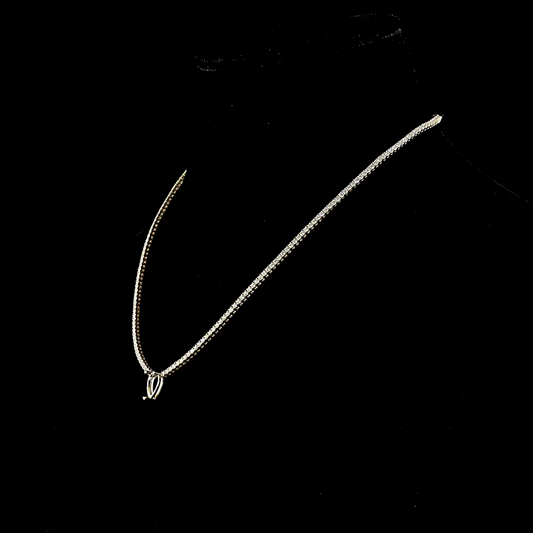5.87 Cts 14k Yellow Gold Pear Shape Station Line Tennis Necklace - Image 2