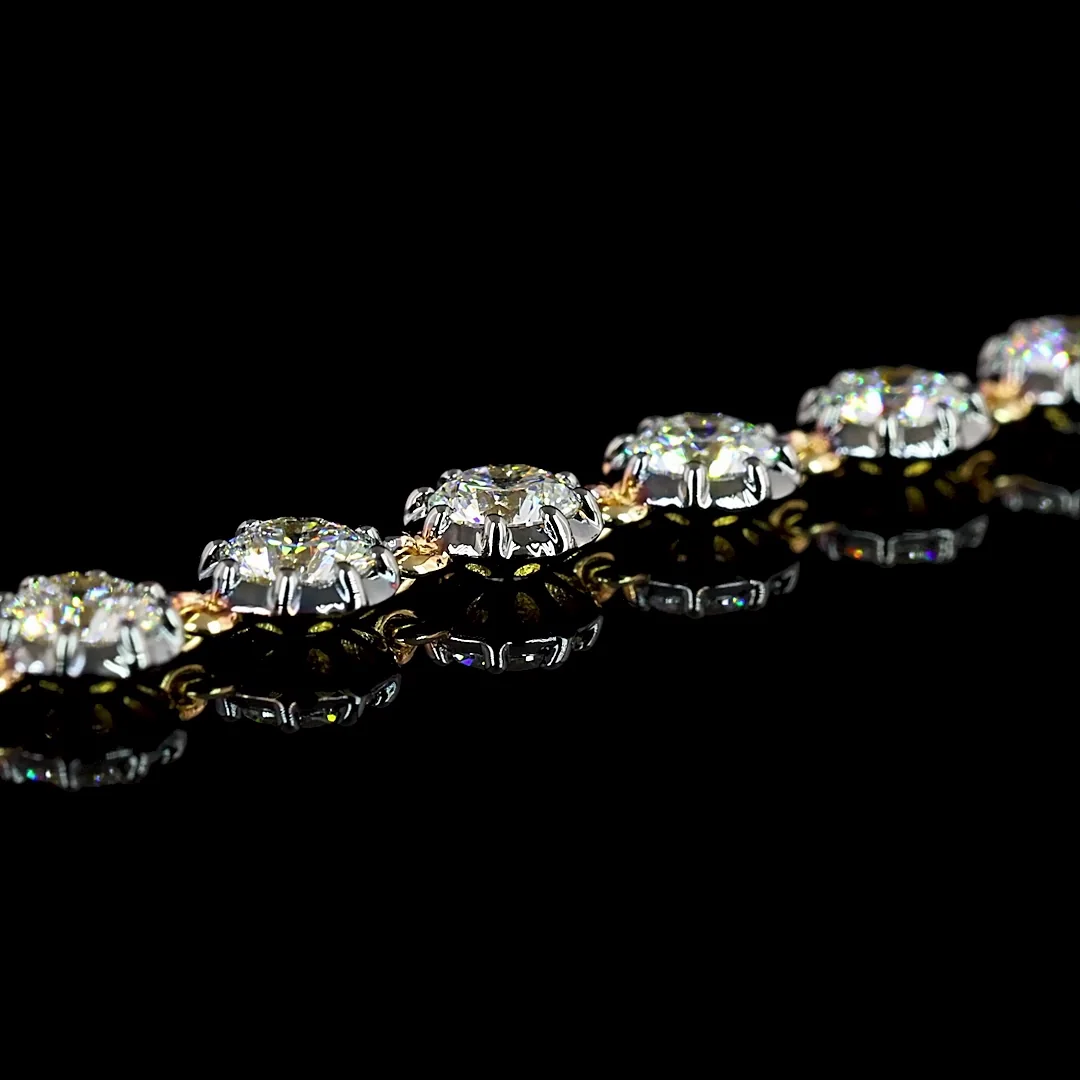 3.98 Cts 14k Two Tone Round Shape Tennis Bracelet - Image 2