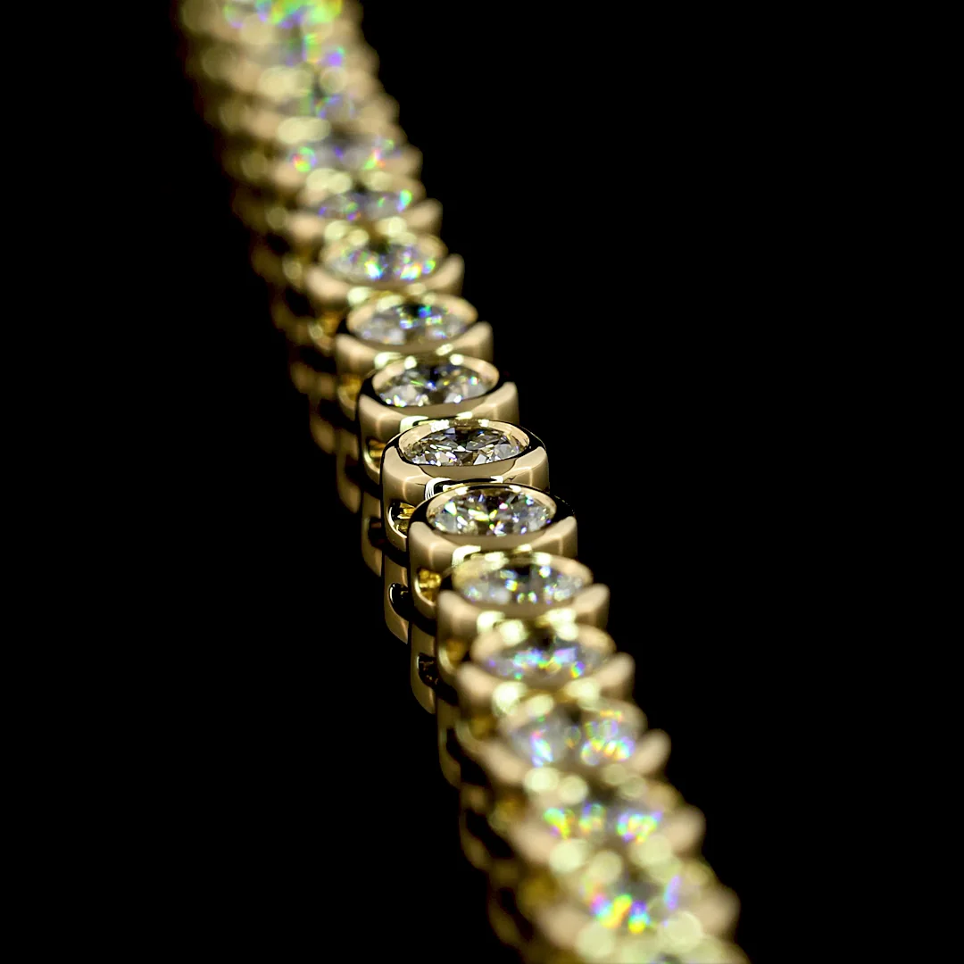 6.63 Cts 14k Yellow Gold Round Shape Tennis Necklace - Image 2