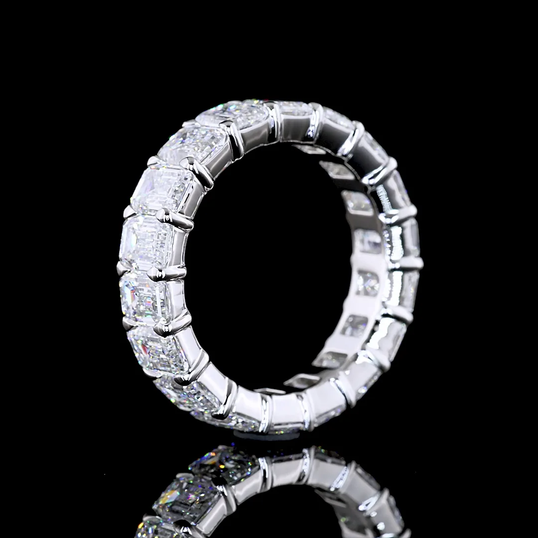 6.89 Cts Platinum Emerald Shape Eternity Band Eternity Band - Image 4