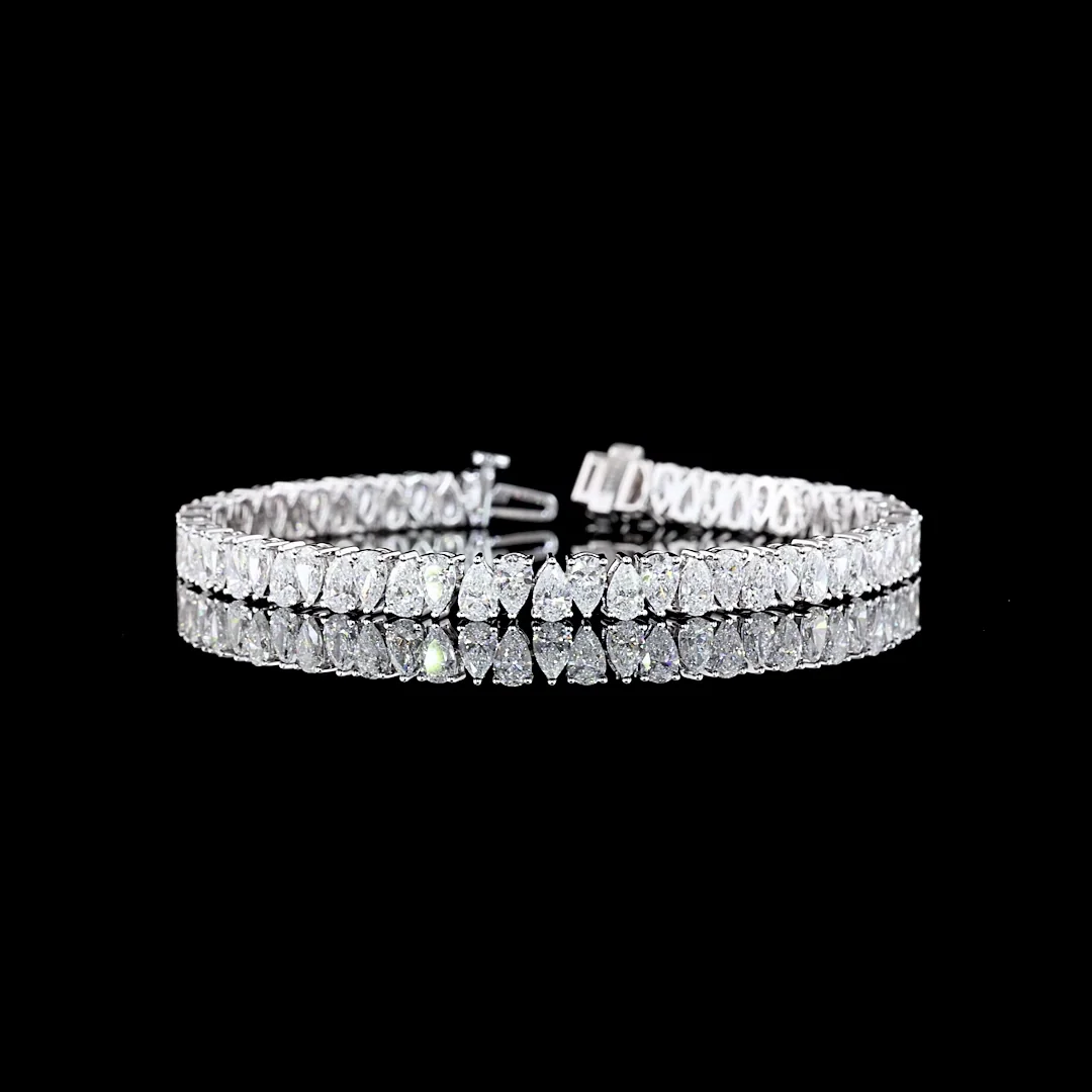 10.16 Cts 14k White Gold Pear Shape Tennis Bracelet - Video
