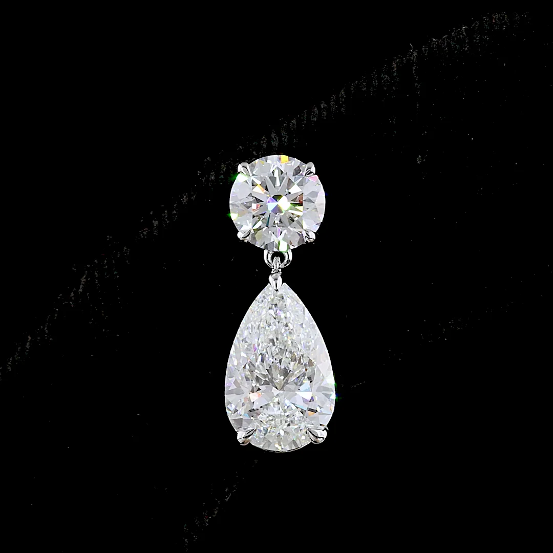 5.01 Cts 14k White Gold Round Shape Hanging Earring - Image 3