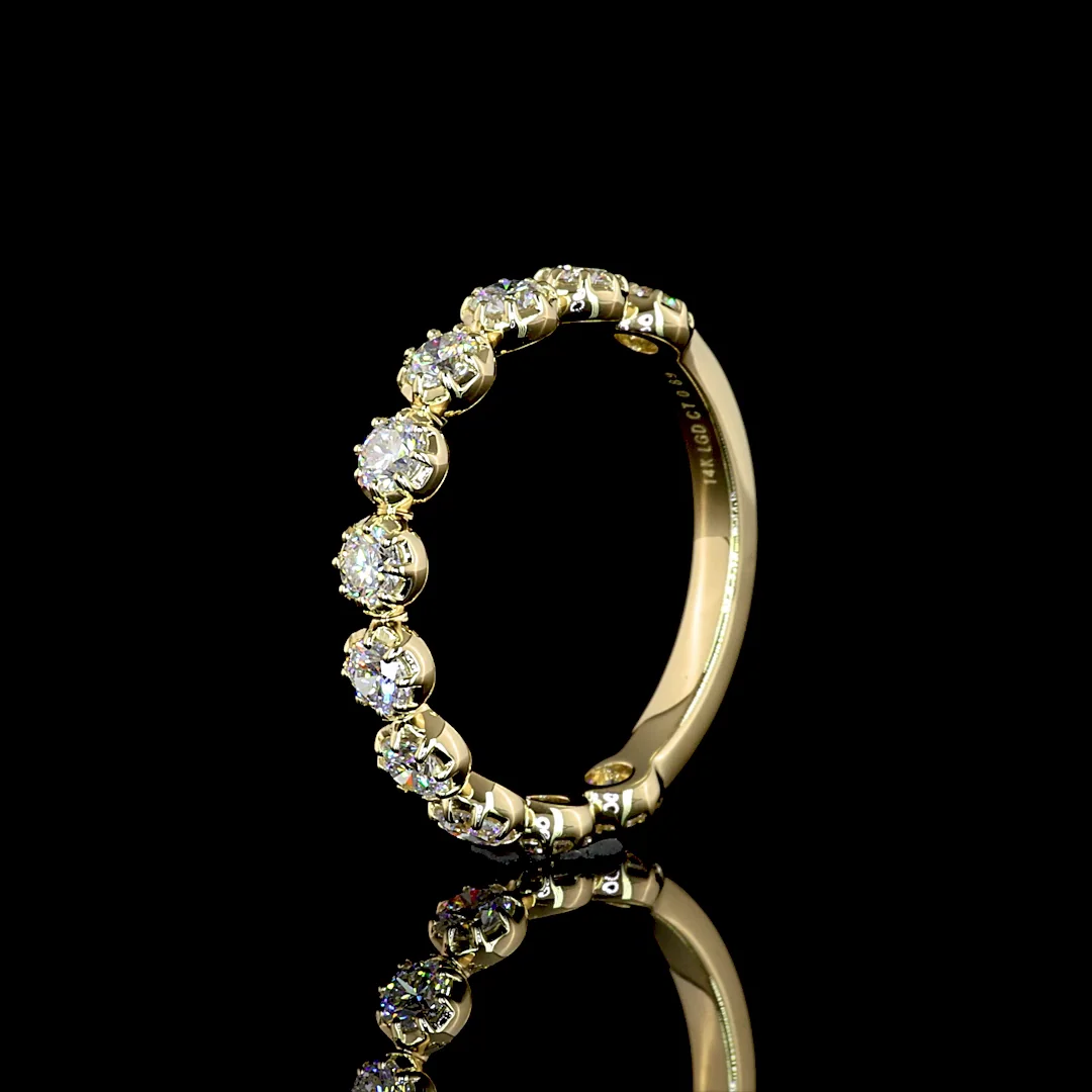 0.88 Cts 14k Yellow Gold Round Shape 3/4 Band Eternity Band - Image 4