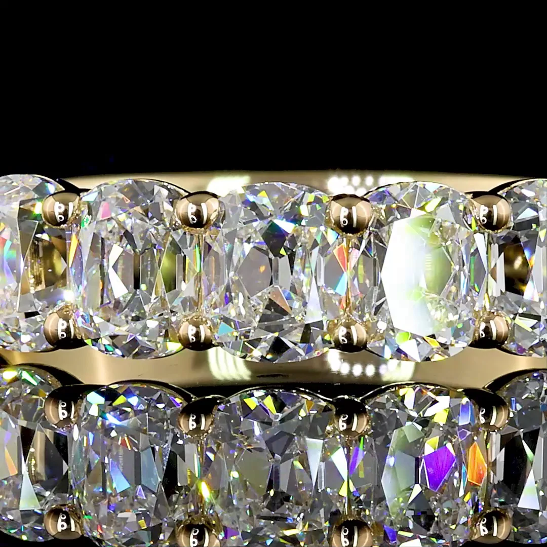 2.16 Cts 14k Yellow Gold Antique Cushion Shape 7 Stones Eternity Band - Image 3