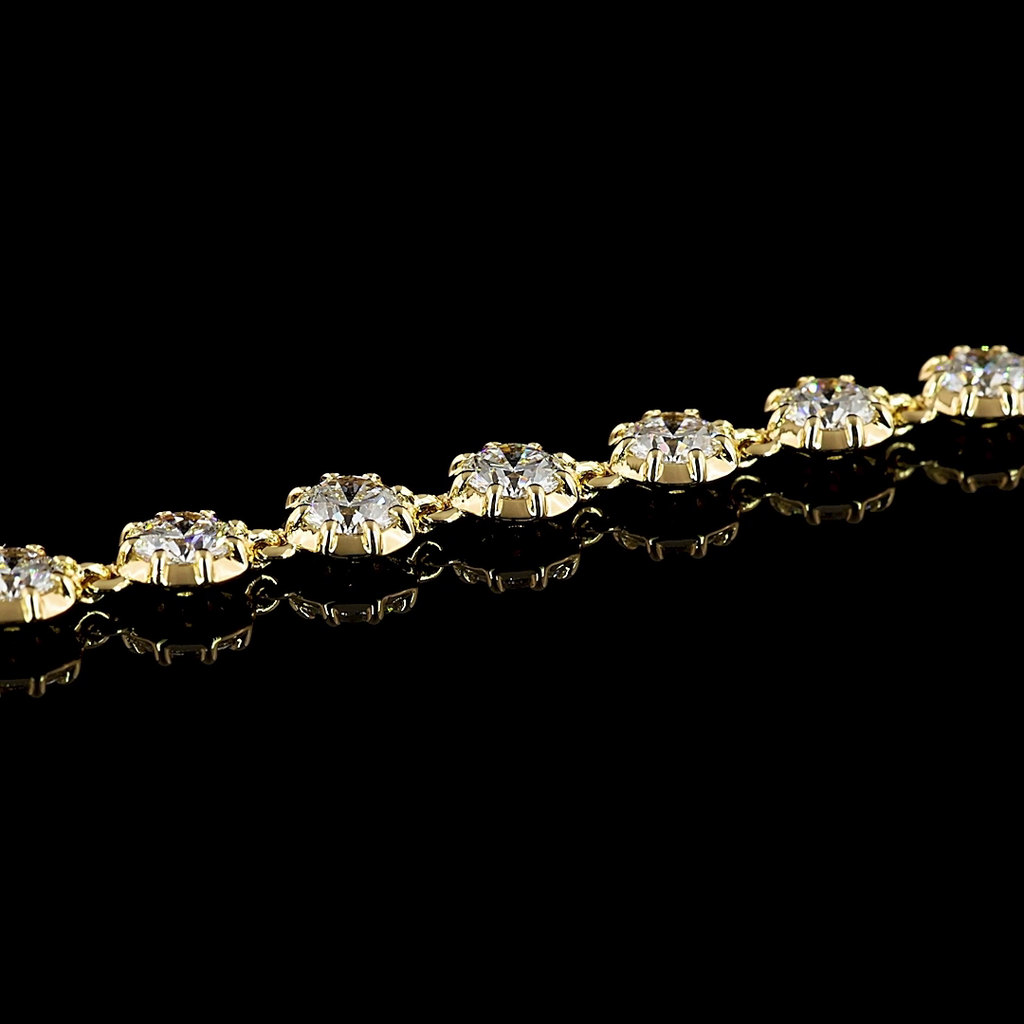 4.09 Cts 14k Yellow Gold Round Shape Tennis Bracelet - Image 2