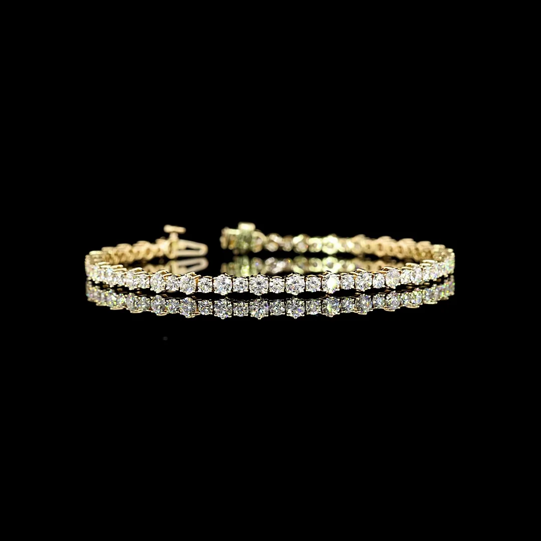 4.96 Cts 14k Yellow Gold Round Shape Station Line Tennis Bracelet - Video