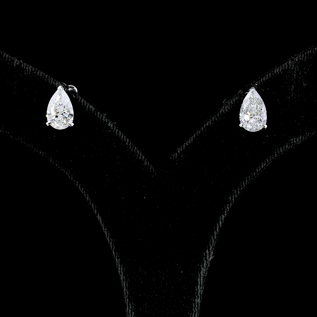 2.45 Cts 14k White Gold Pear Shape Studs Earring - Video