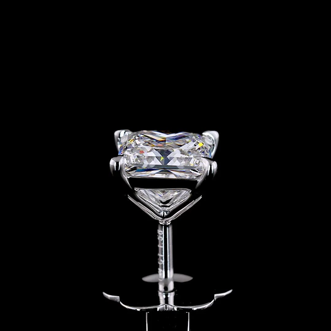 1.58 Cts 14k White Gold Princess Shape Studs Earring - Image 2