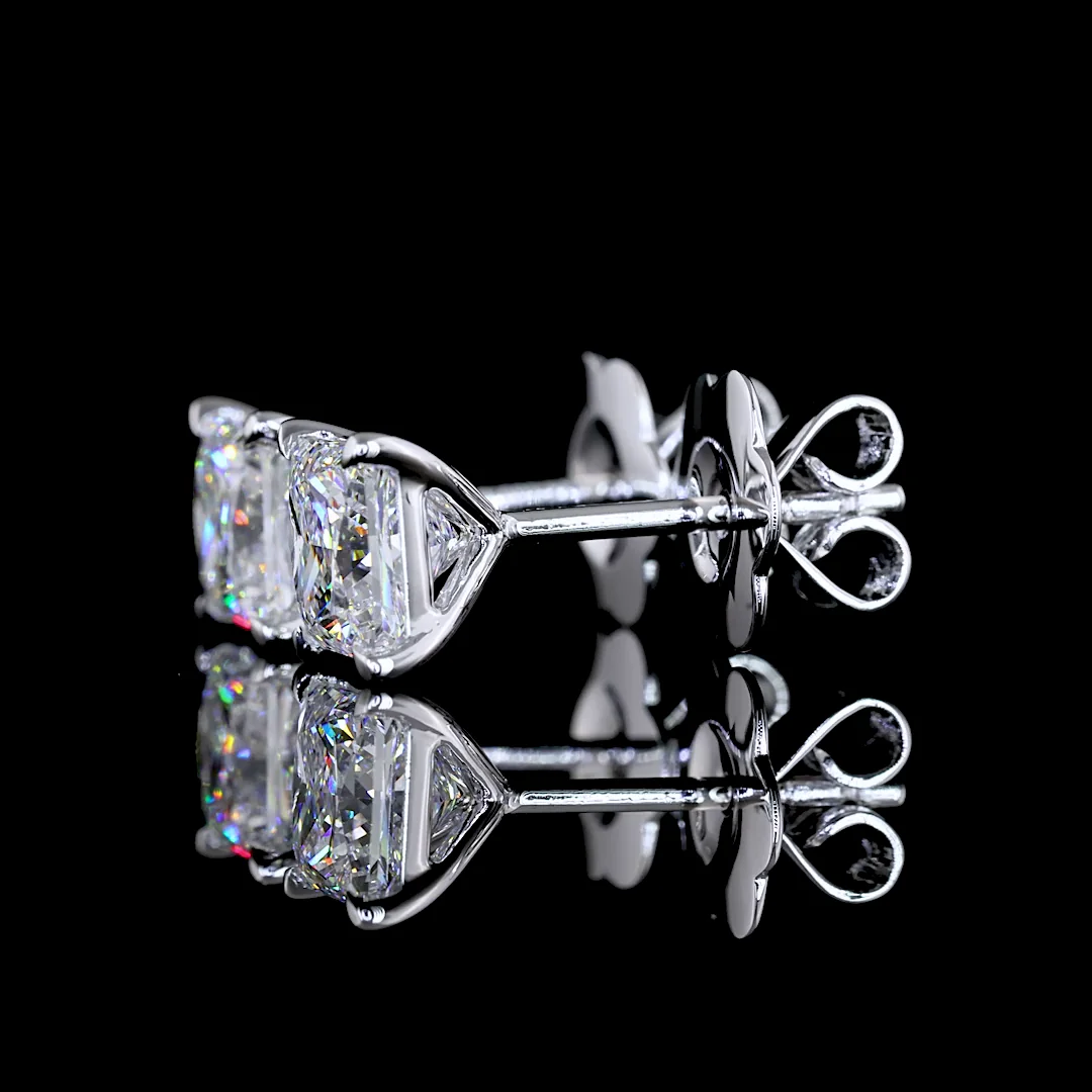 1.58 Cts 14k White Gold Princess Shape Studs Earring - Image 4