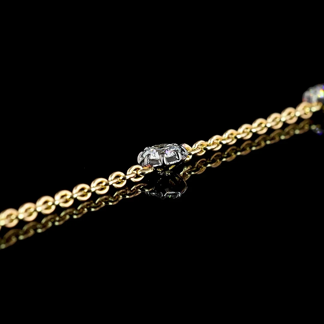 0.65 Cts 14k Yellow Gold Round Shape Station Bracelet - Image 2