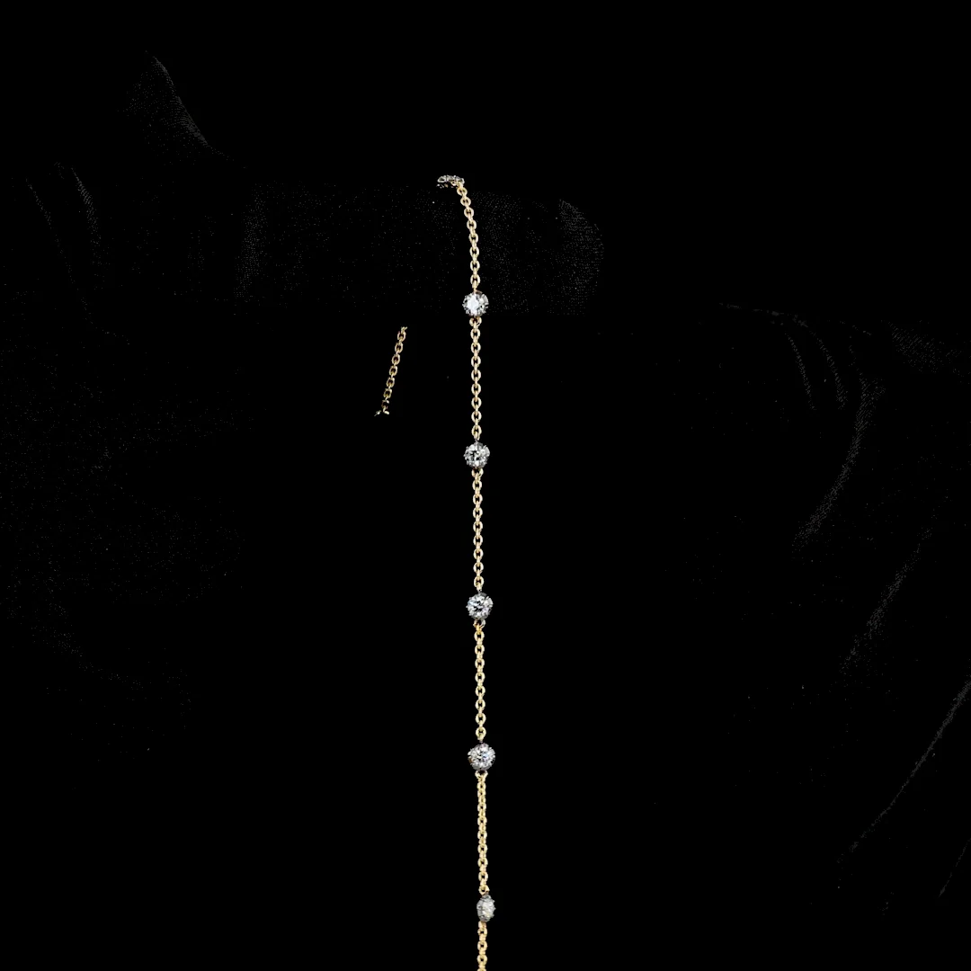 0.65 Cts 14k Yellow Gold Round Shape Station Bracelet - Image 3