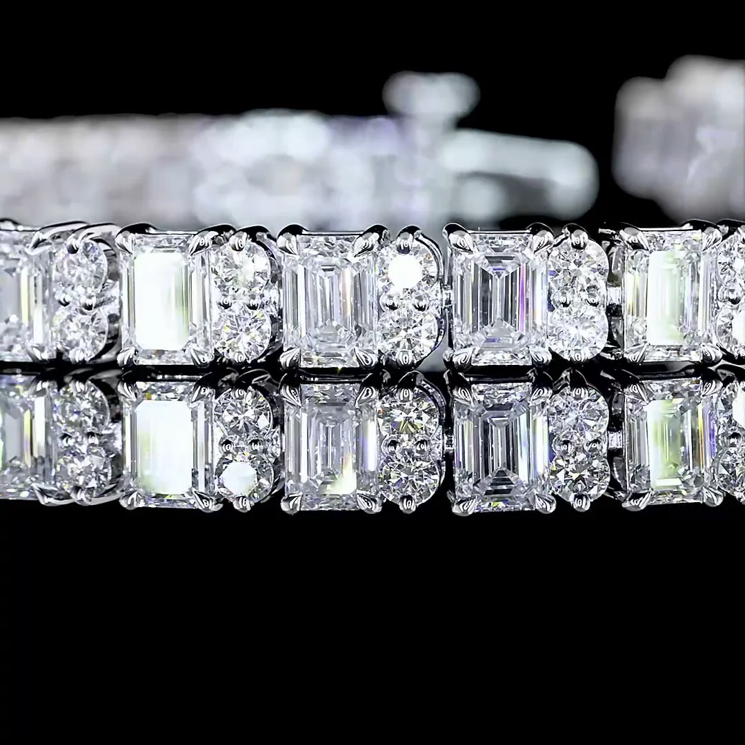 8.94 Cts 14k White Gold Mix Shape Tennis Bracelet - Image 2