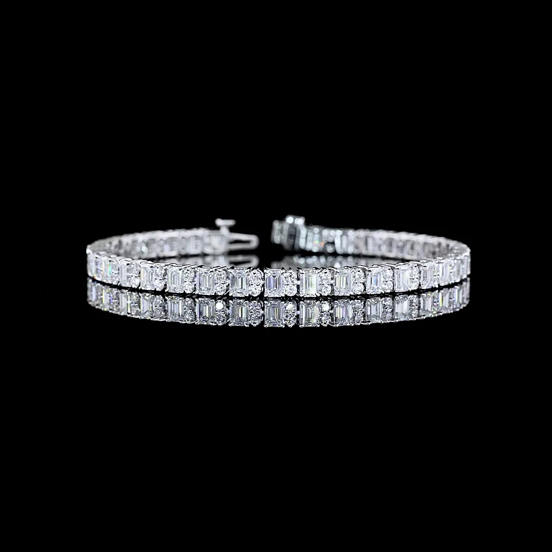 8.94 Cts 14k White Gold Mix Shape Tennis Bracelet - Video