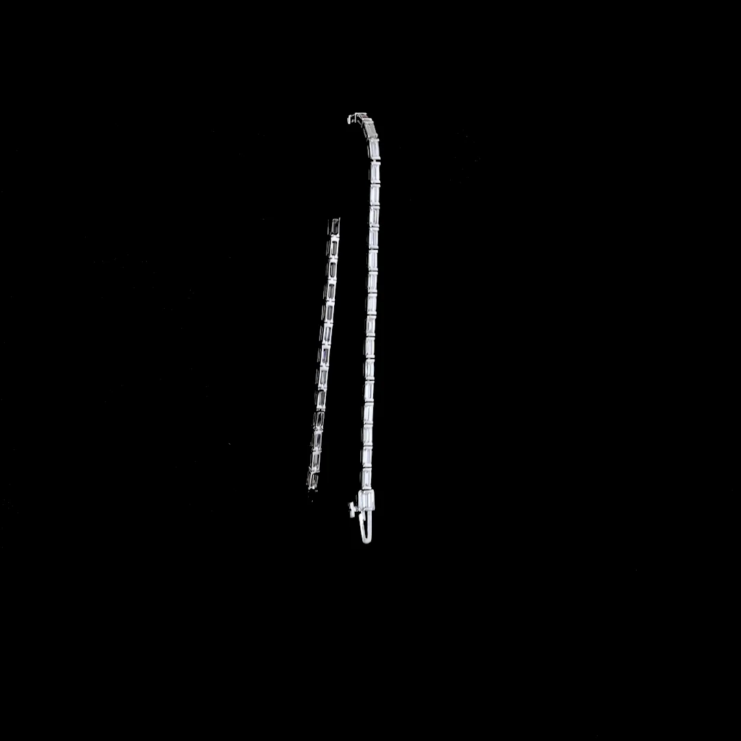 3.08 Cts 14k White Gold Baguette Shape Tennis Bracelet - Image 3