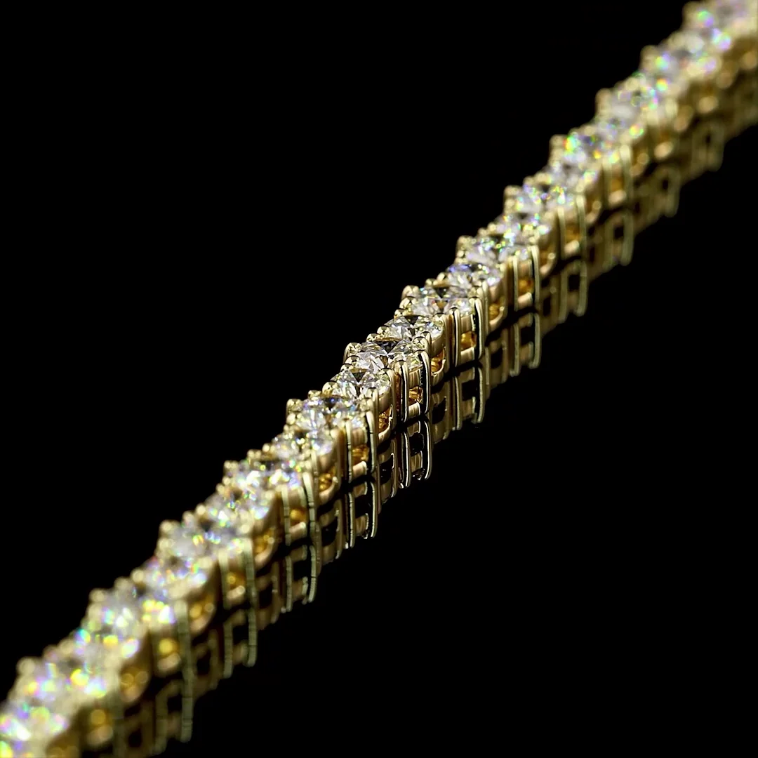 4.8 Cts 14k Yellow Gold Round Shape Station Line Tennis Bracelet - Image 3