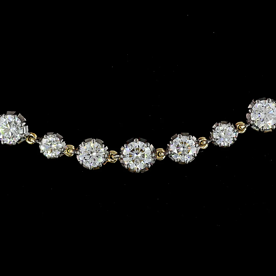 10.16 Cts 14k Yellow Gold Round Shape Station Line Tennis Necklace - Image 3