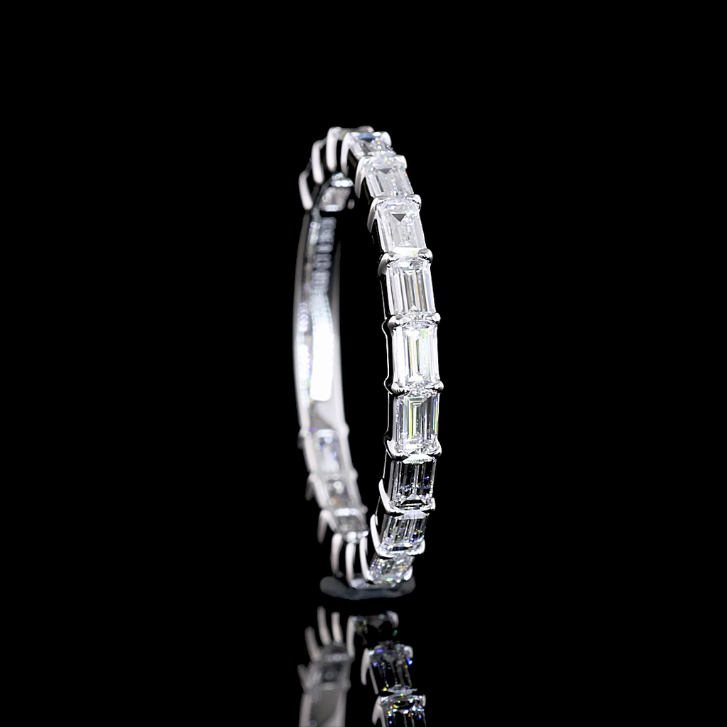 0.93 Cts 18k White Gold Baguette Shape 3/4 Band Eternity Band - Image 2