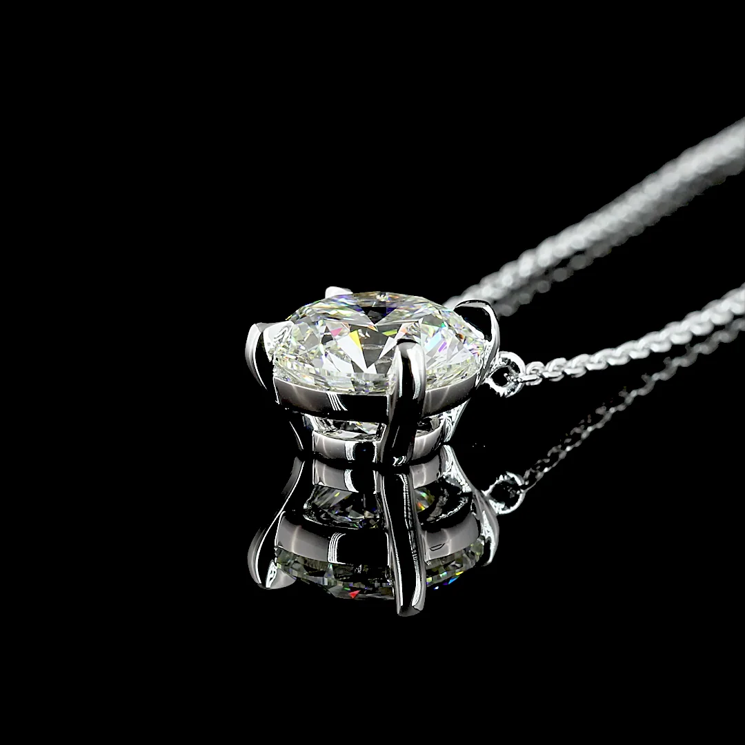 2.02 Cts 14k White Gold Round Shape Solitaire Pendant - Image 4