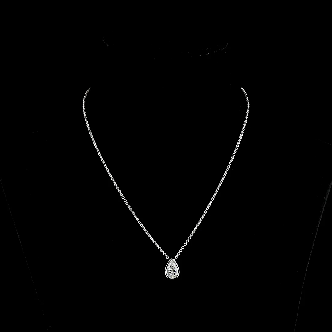1.62 Cts 14k White Gold Pear Shape Solitaire Pendant - Video