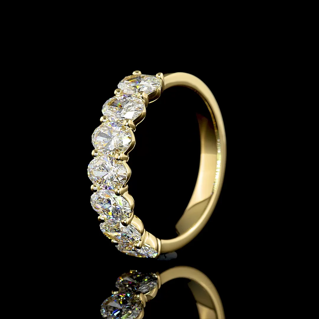 1.96 Cts 14k Yellow Gold Oval Shape 7 Stones Eternity Band - Image 4