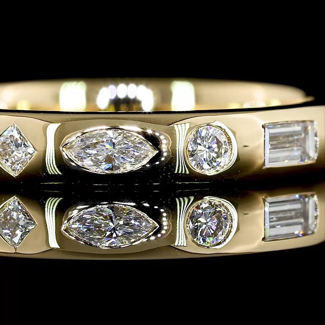 0.62 Cts 14k Yellow Gold Mix Shape Eternity Band Eternity Band - Image 3