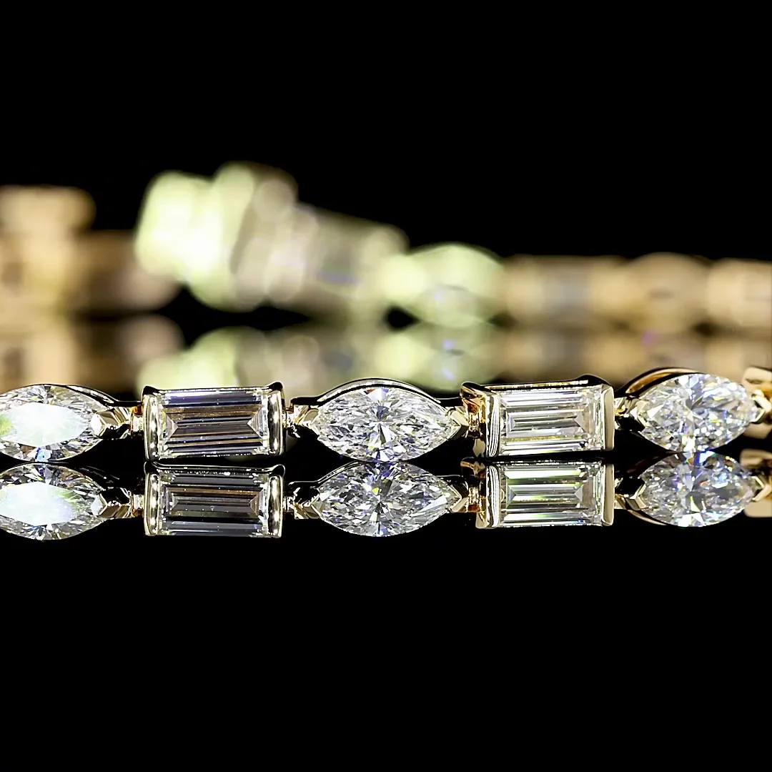 3.61 Cts 14k Yellow Gold Mix Shape Tennis Bracelet - Image 2