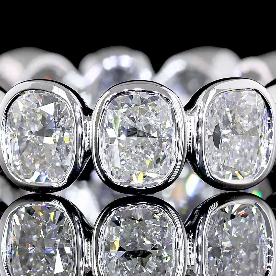 3.78 Cts 14k White Gold Cushion Brilliant Shape Eternity Band Eternity Band - Image 3