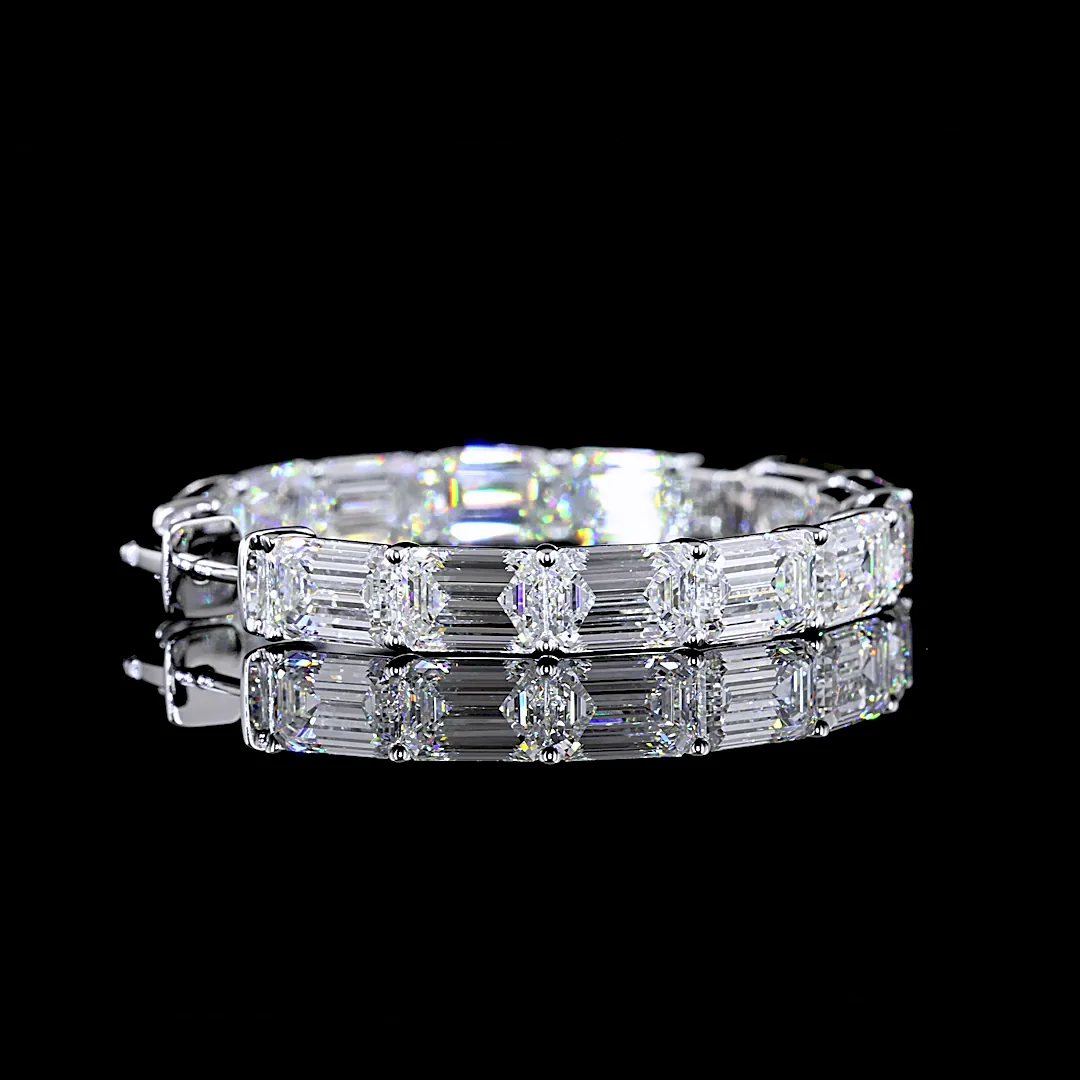 26.54 Cts 14k White Gold Emerald Shape Hoops Earring - Image 2