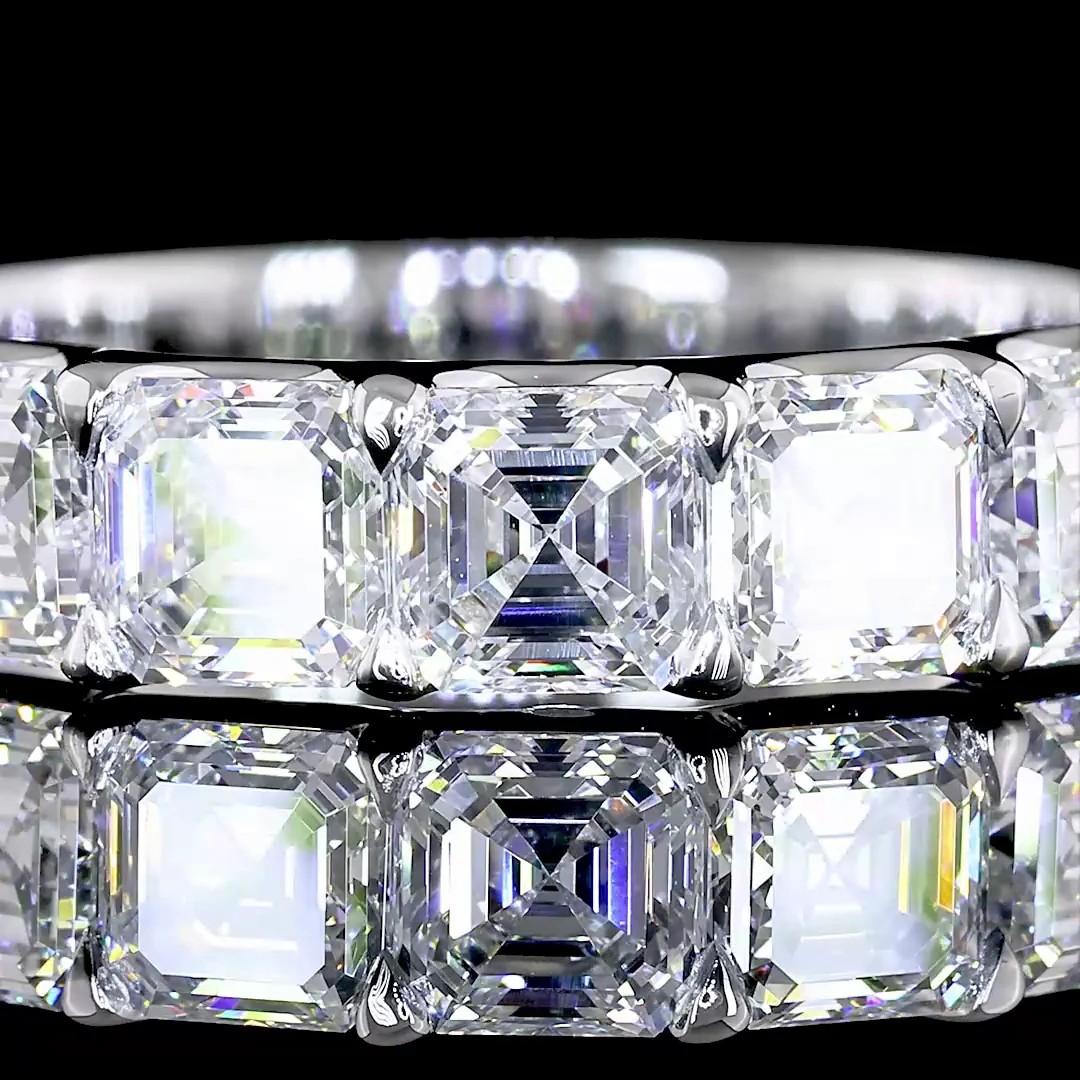 2.78 Cts 14k White Gold Asscher Shape Half Eternity Eternity Band - Image 3