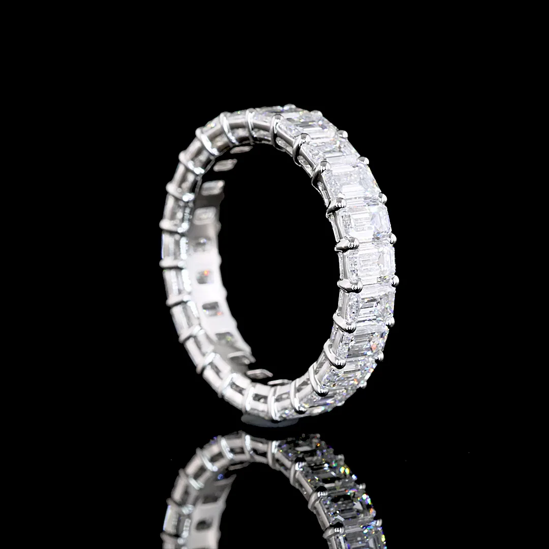 3.5 Cts Platinum Emerald Shape Eternity Band Eternity Band - Image 2